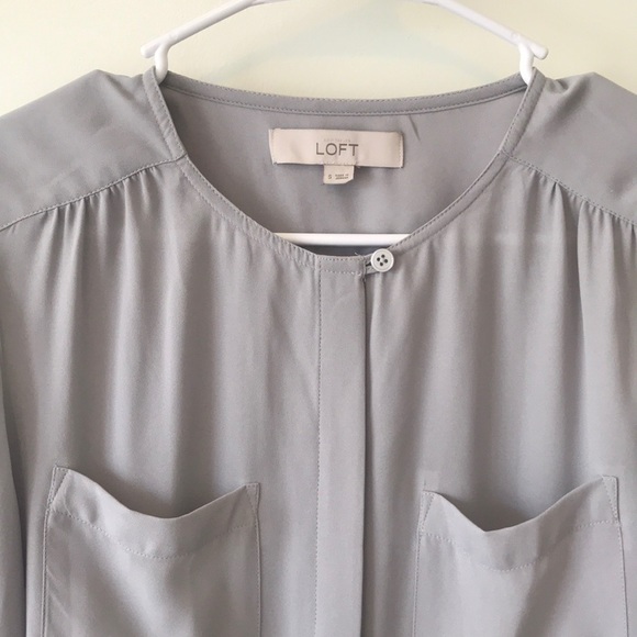 GREY BUTTON DOWN BLOUSE - Picture 2 of 4